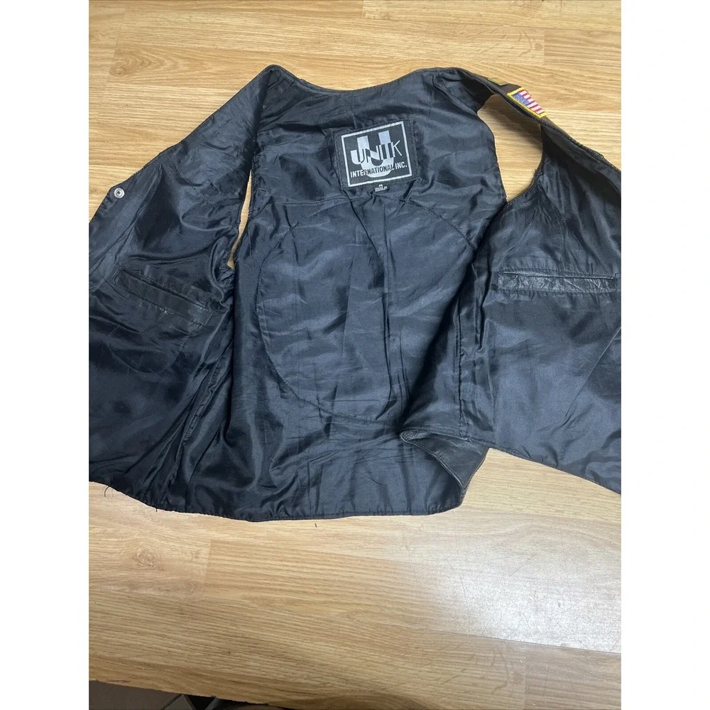 Unik Black Leather Vest‎ Men's Medium With Fallen Heroes Patch